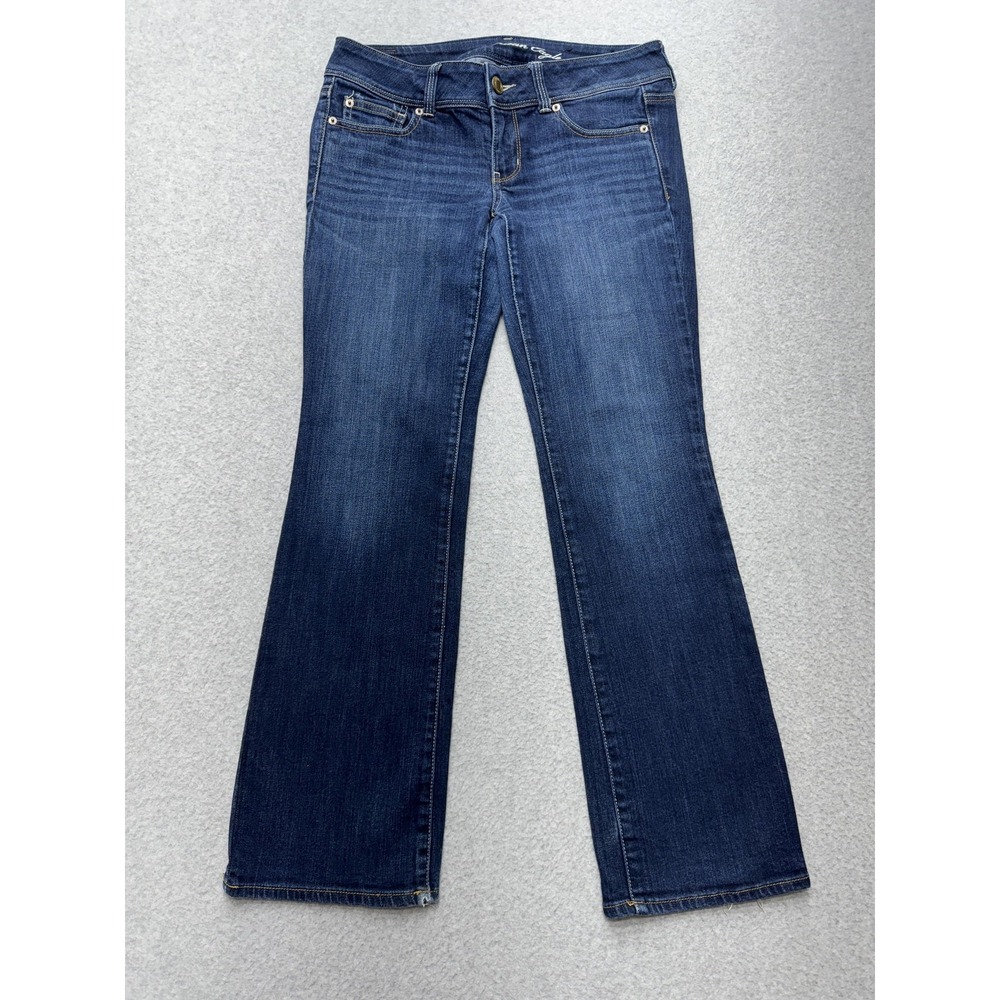 American Eagle Jeans Womens 6 Short‎ Blue Slim Boot Stretch Denim Distressed